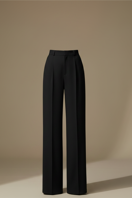 Pantalon Chino Noir Ample Fluide Taille Haute - Polyester - vue 3