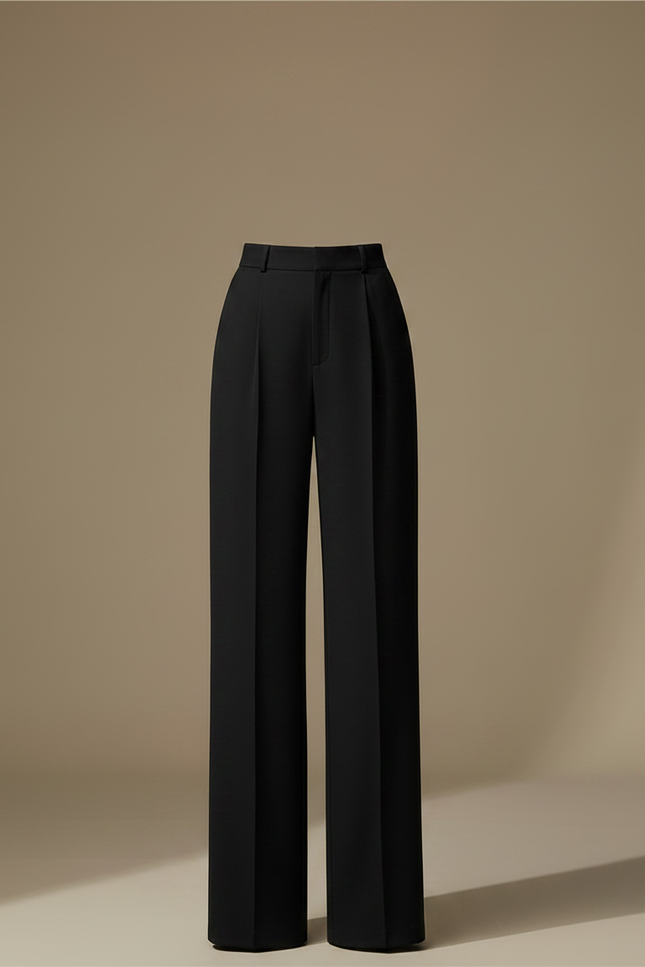 Pantalon Chino Noir Ample Fluide Taille Haute - Polyester - vue 3