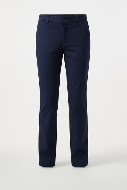 Pantalon Chino Bleu Marine Coton Droit Classique Fille - vue 3
