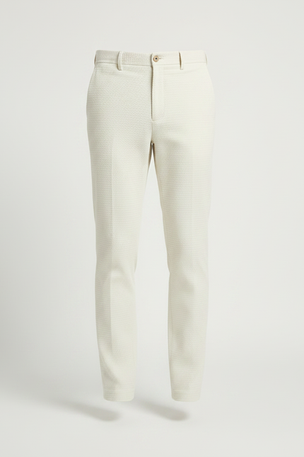 Pantalon Chino Beige Clair Texturé Coupe Slim Homme - Coton - vue 3