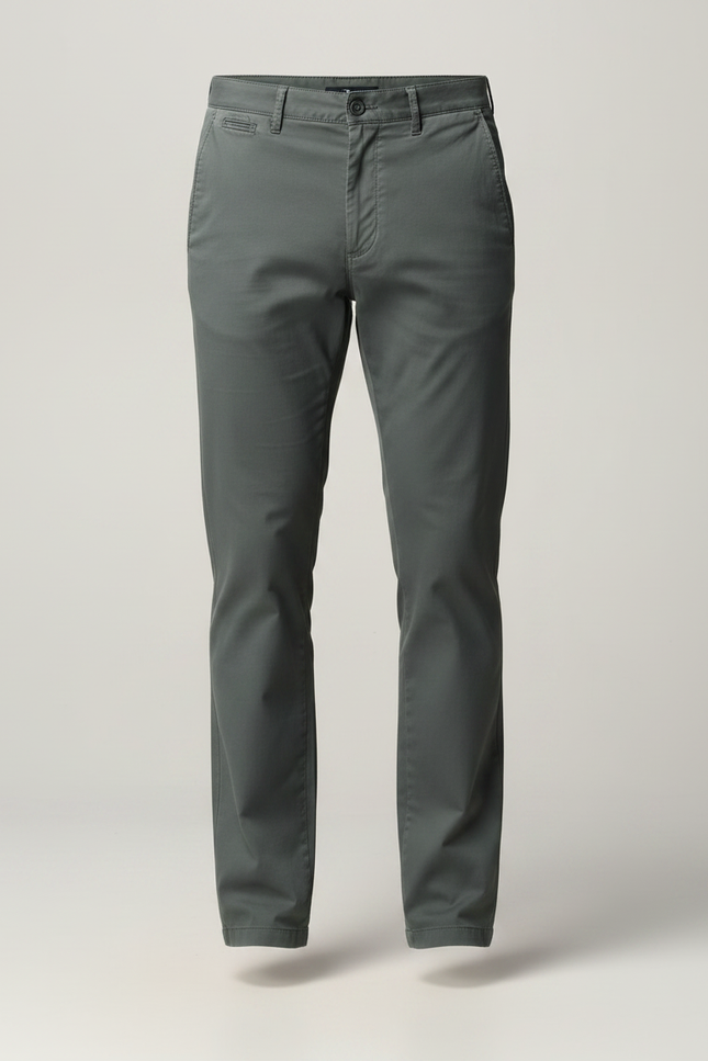 Pantalon Chino Homme Coton Vert Slim Décontracté - vue 3