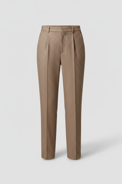 Pantalon Chino Marron Droit Élégant Texturé Femme - Tweed - vue 3