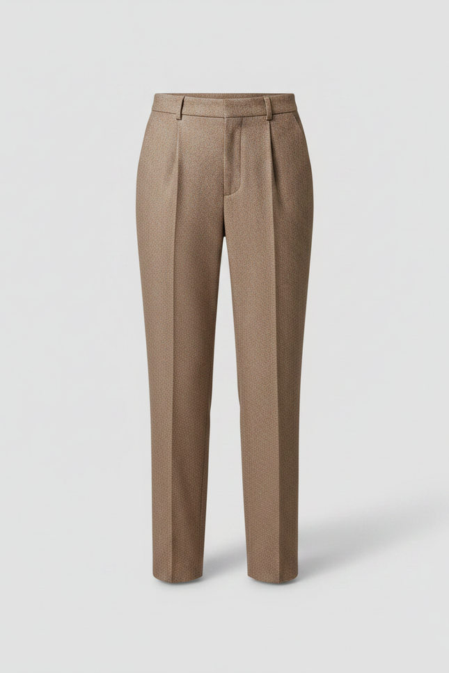 Pantalon Chino Marron Droit Élégant Texturé Femme - Tweed - vue 3