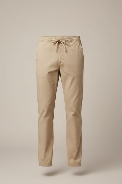 Pantalon Chino Homme Beige Coton Décontracté Ample - vue 3