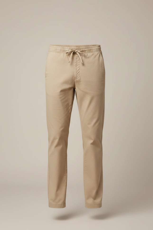 Pantalon Chino Homme Beige Coton Décontracté Ample - vue 3