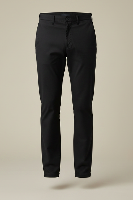 Pantalon Chino Noir Coton Slim Homme Moderne - vue 3