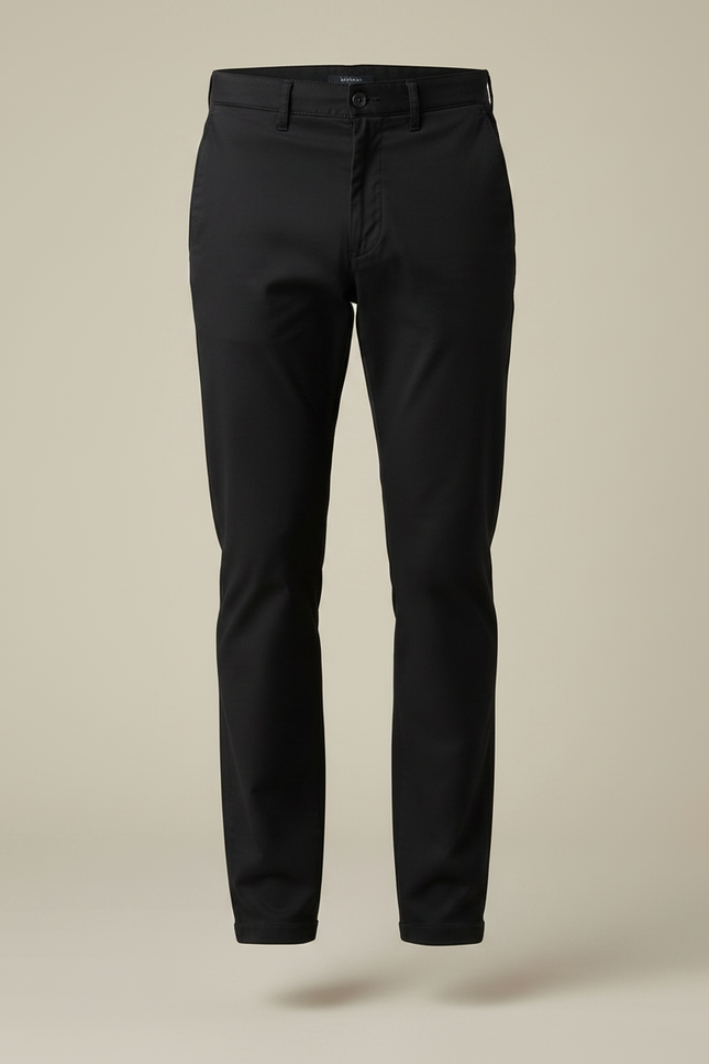 Pantalon Chino Noir Coton Slim Homme Moderne - vue 3
