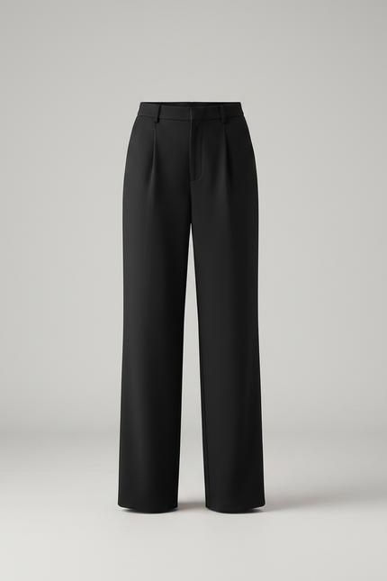 Pantalon Chino Noir Ample Fluide Élégant Hiver - Polyester - vue 3