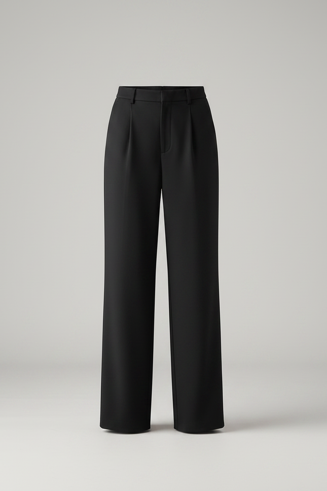 Pantalon Chino Noir Ample Fluide Élégant Hiver - Polyester - vue 3