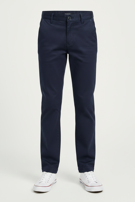Pantalon Chino Marine Coton Droit Garçon Décontracté - vue 3