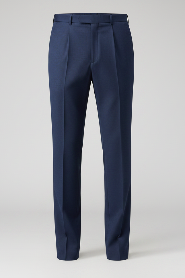 Pantalon Chino Bleu Marine Plissé Droit Homme Élégant - Gabardine - vue 3