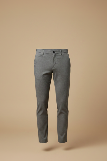 Pantalon Chino Gris Slim Élégant Décontracté Motif - Polyester - vue 3
