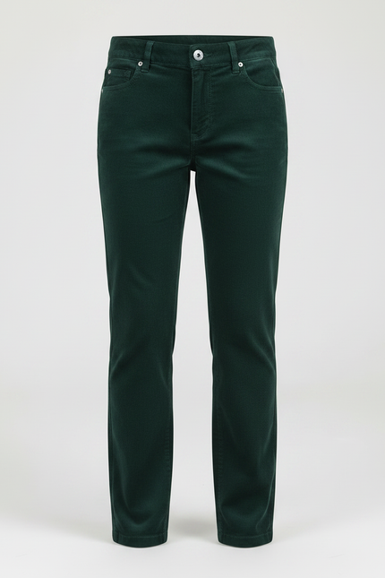 Pantalon Chino Vert Côtelé Droit Enfant Décontracté - Cordé - vue 3