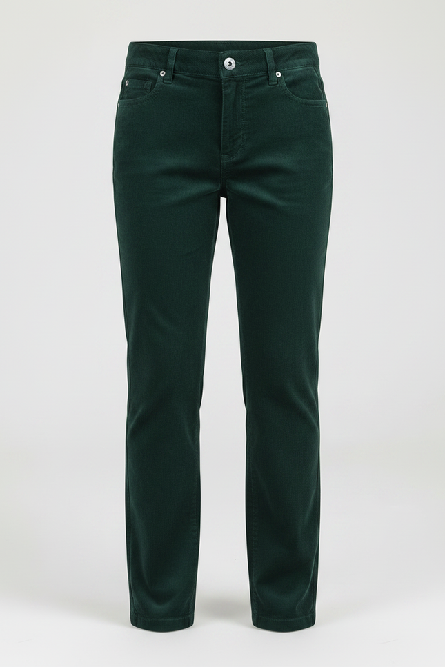Pantalon Chino Vert Côtelé Droit Enfant Décontracté - Cordé - vue 3