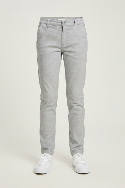 Pantalon Chino Gris Coton Ajusté Fille Décontracté - vue 3
