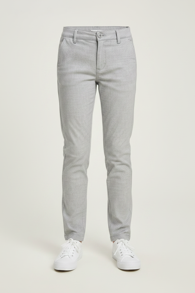 Pantalon Chino Gris Coton Ajusté Fille Décontracté - vue 3