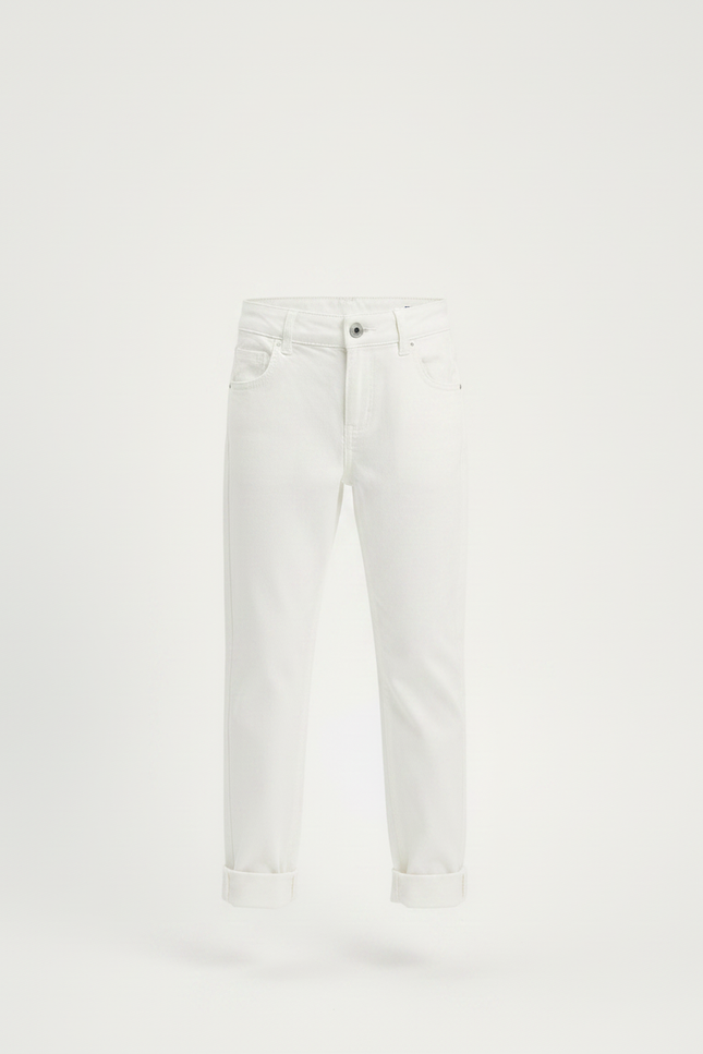 Pantalon Chino Blanc Droit Enfant Coton Décontracté - vue 3
