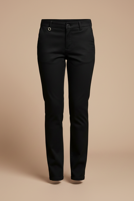 Pantalon Chino Noir Slim Fille Élégant Simple - Gabardine - vue 3