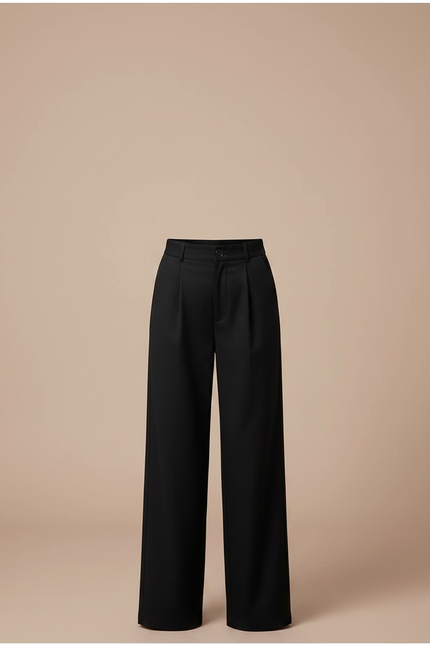 Pantalon Chino Noir Ample Fluide Élégant Fille - Polyester - vue 3