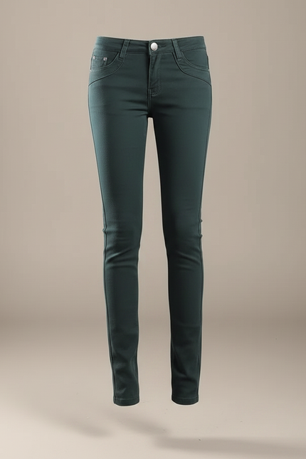 Pantalon Chino Vert Foncé Stretch Coupe Skinny Femme - Coton - vue 3