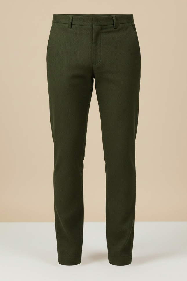 Pantalon Chino Vert Olive Droit Élégant Homme - Coton - vue 3
