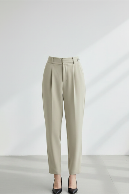 Pantalon Chino Beige Droit Taille Haute Élégant Femme - Polyester - vue 3