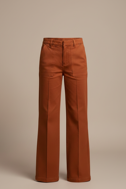 Pantalon Chino Marron Évasé Coton Enfant Décontracté - vue 3