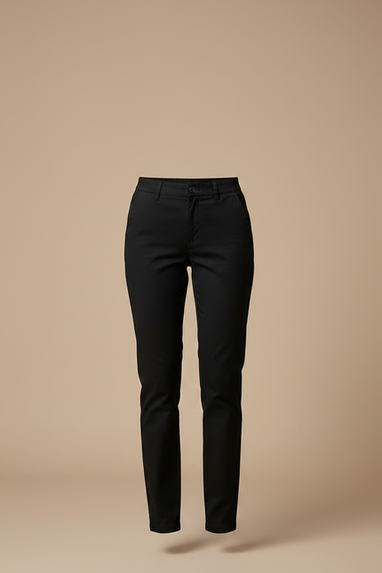 Pantalon Chino Noir Slim Femme Élastique Élégant Décontracté - Gabardine - vue 3