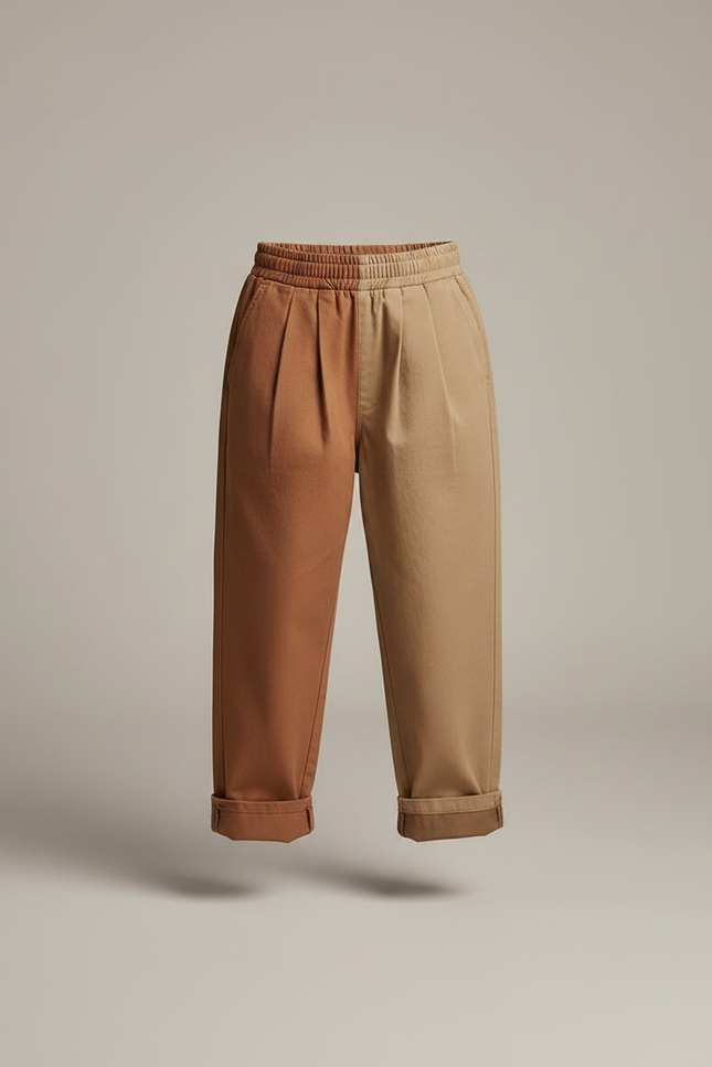Pantalon Chino Bicolore Ample Coton Enfant - Multicolore - vue 3