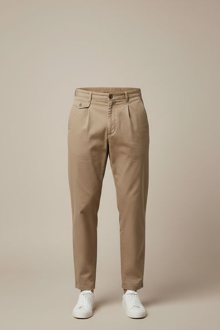 Pantalon Chino Relaxed - Beige Coton - vue 3