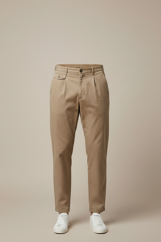 Pantalon Chino Relaxed - Beige Coton - vue 3