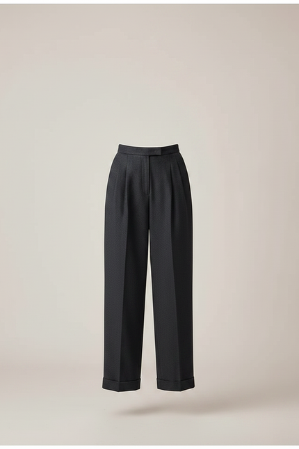 Pantalon Chino Gris Taille Haute Ample Élégant Femme - Gabardine - vue 3