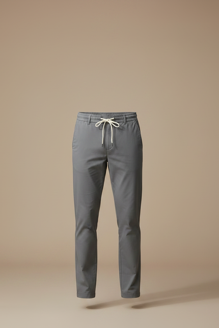 Pantalon Chino Gris Cordon Élastique Droit Décontracté Homme - Gabardine - vue 3