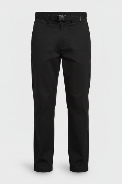 Pantalon Chino Noir Coton Décontracté Ceinturé Garçon - vue 3