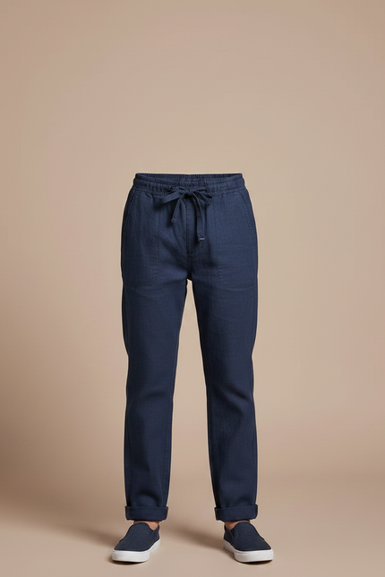 Pantalon Chino Enfant Bleu Marine Coton Droit Décontracté - vue 3