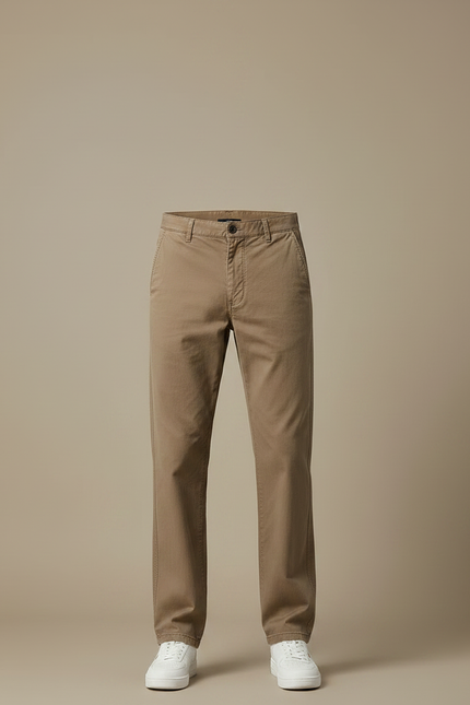 Pantalon Chino Marron Droit Coton Décontracté Homme - vue 3