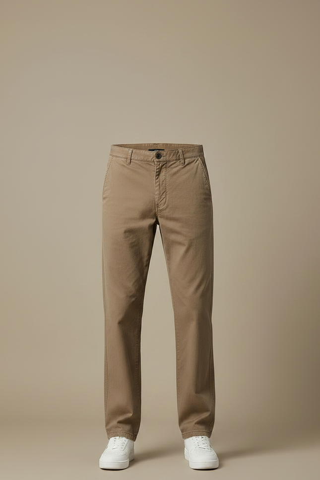 Pantalon Chino Marron Droit Coton Décontracté Homme - vue 3