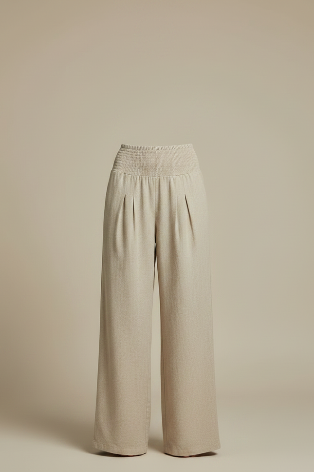 Pantalon Chino Beige Ample Lin Décontracté Femme - vue 3