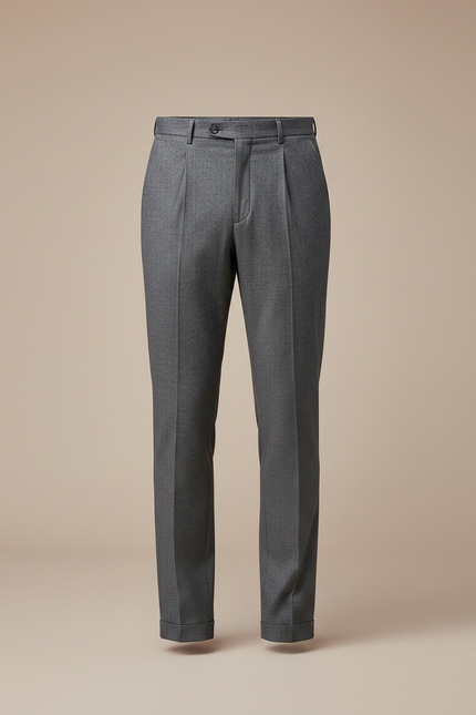 Pantalon Chino Gris Plissé Droit Formel Homme - Laine - vue 3