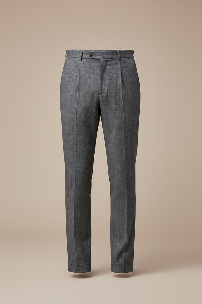 Pantalon Chino Gris Plissé Droit Formel Homme - Laine - vue 3