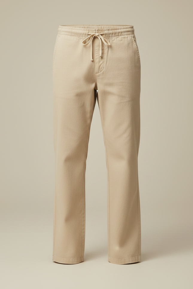 Pantalon Chino Homme Beige Coton Ample Décontracté - vue 3