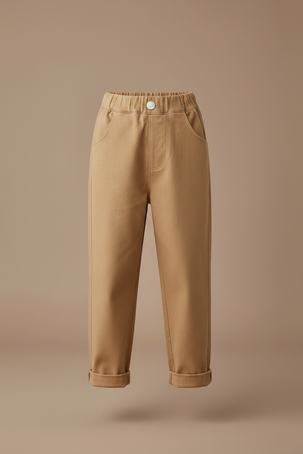 Pantalon Chino Enfant Coton Beige Élastique Décontracté - Molleton - vue 3