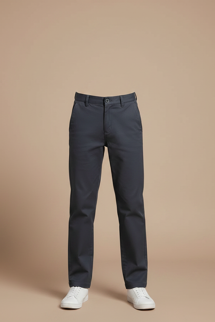 Pantalon Chino Gris Foncé Droit Coton Enfant - vue 3