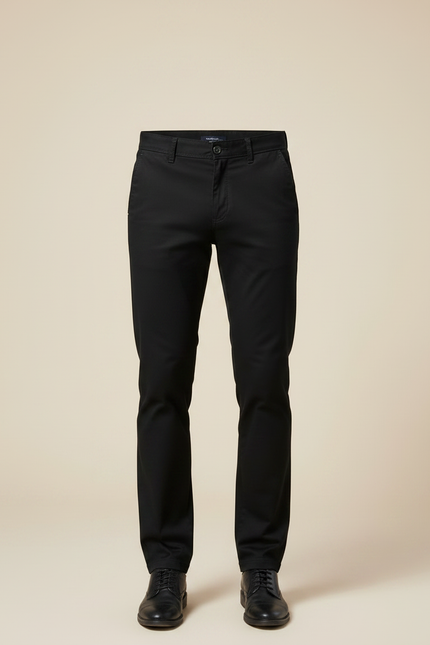 Pantalon Chino Noir Coton Stretch Droit Classique Homme - vue 3