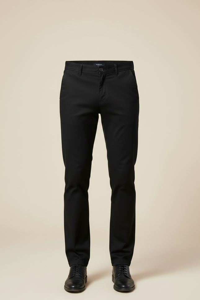 Pantalon Chino Noir Coton Stretch Droit Classique Homme - vue 3