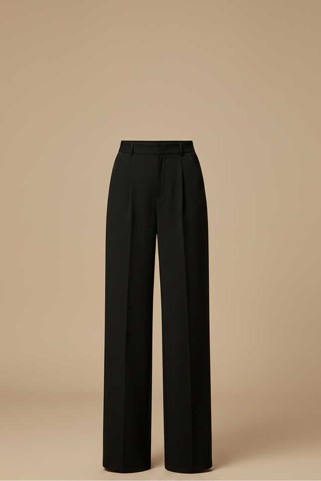 Pantalon Chino Noir Taille Haute Droit Élégant Femme - Polyester - vue 3