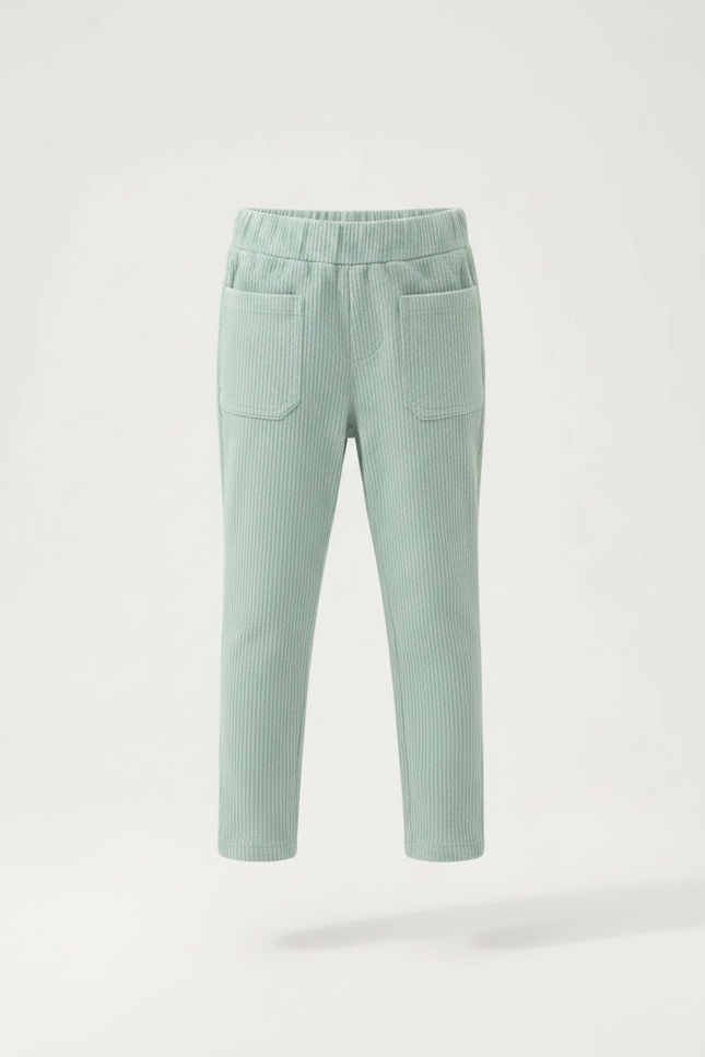 Pantalon Chino Vert Côtelé Confortable Enfant - Cordé - vue 3