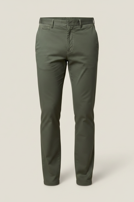 Pantalon Chino Vert Olive Coton Slim Élégant Homme - Kaki - vue 3