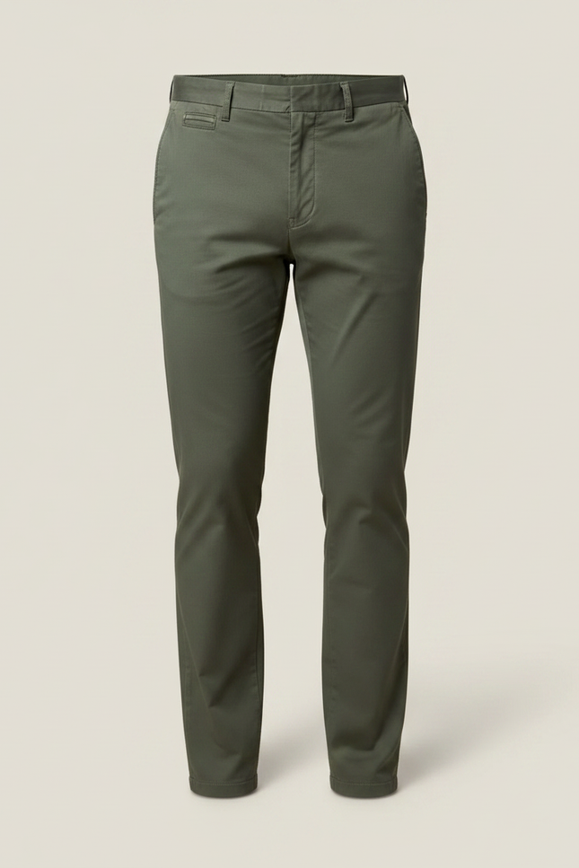 Pantalon Chino Vert Olive Coton Slim Élégant Homme - Kaki - vue 3