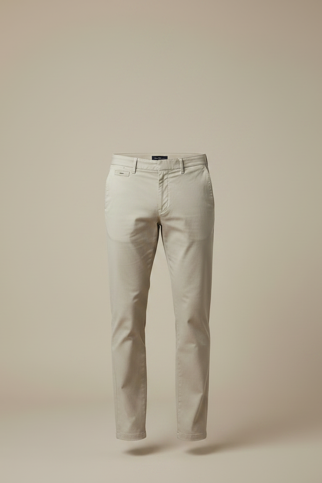 Pantalon Chino Beige Coton Slim Homme Décontracté - vue 3